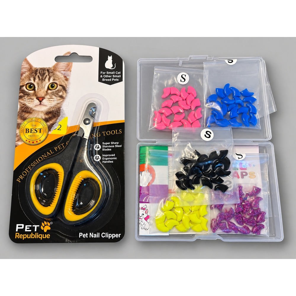 Pet Republique Nail Clipper & 100 Soft Caps Set Small Multicolor New Grooming